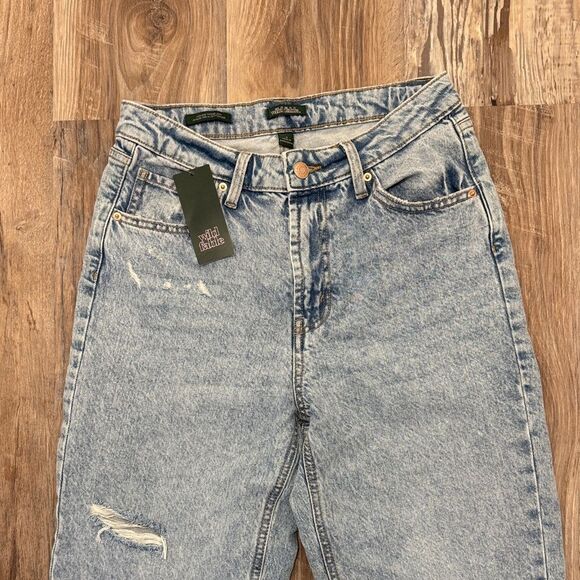 Distressed Light Blue Jeans Wild Fable High rise Tapered size 4 - Picture 2 of 7